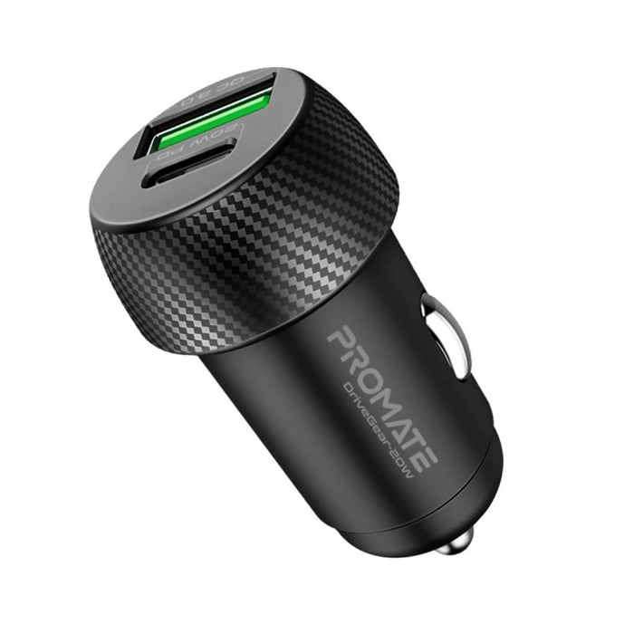 Promate 20W Dual Port Car Charger With Qc3.0 And Usb-C Port