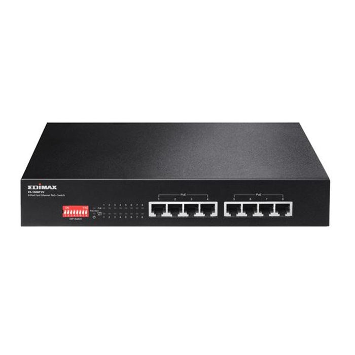 Edimax 8 Port 10/100 Fast Ethernet Poe+ Switch With Dip Switch.