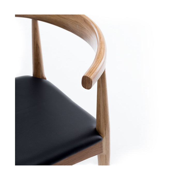 Elbow Natural Oak Black Dining Chair Close Up