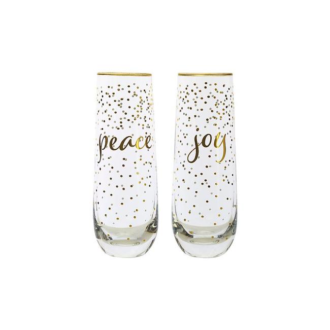 Maxwell & Williams Celebrations Stemless Flute 300ML Set of 2 Joy Peace Gift Boxed FK0073