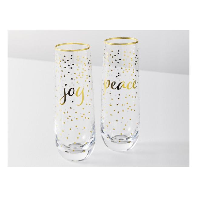 Maxwell & Williams Celebrations Stemless Flute 300ML Set of 2 Joy Peace Gift Boxed FK0073