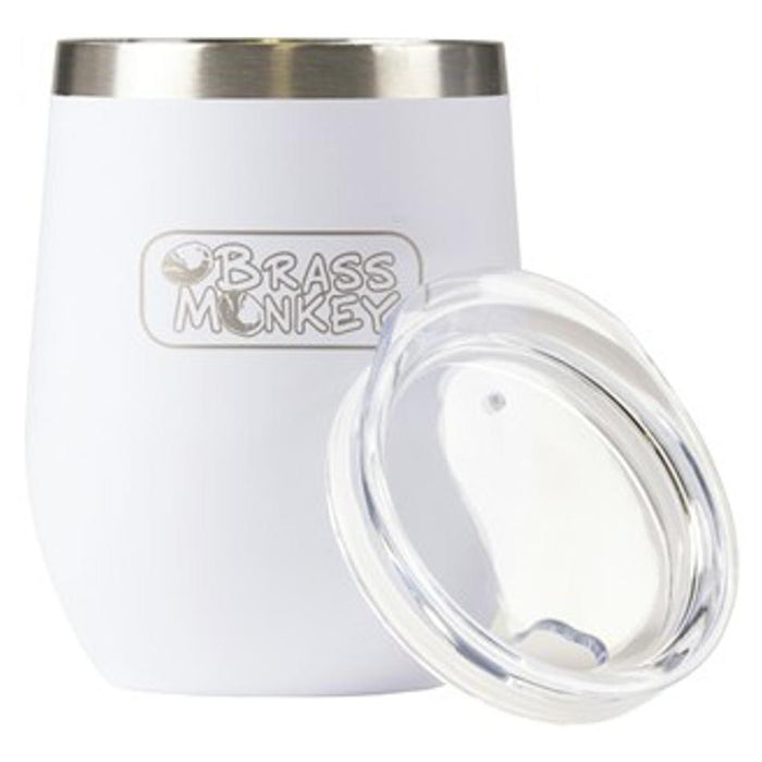 Brass Monkey 350Ml White Stainless Steel Cup With Lid GH1990