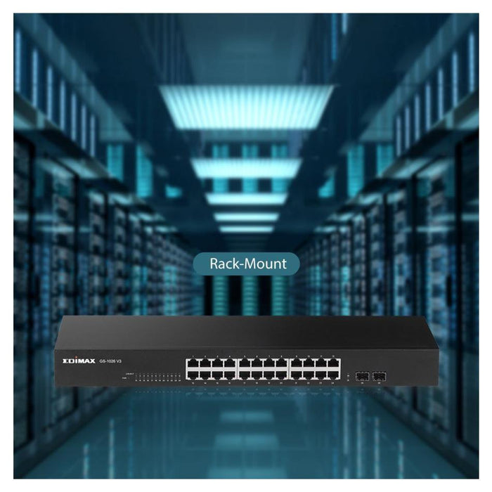 Gigabit Rack-Mount Switch - Edimax 24 Port + 2 SFP Ports — Folders
