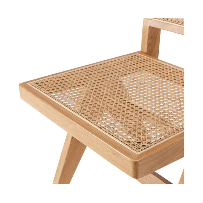 Palma Natural Oak Dining Chair with Rattan Seat Close Up