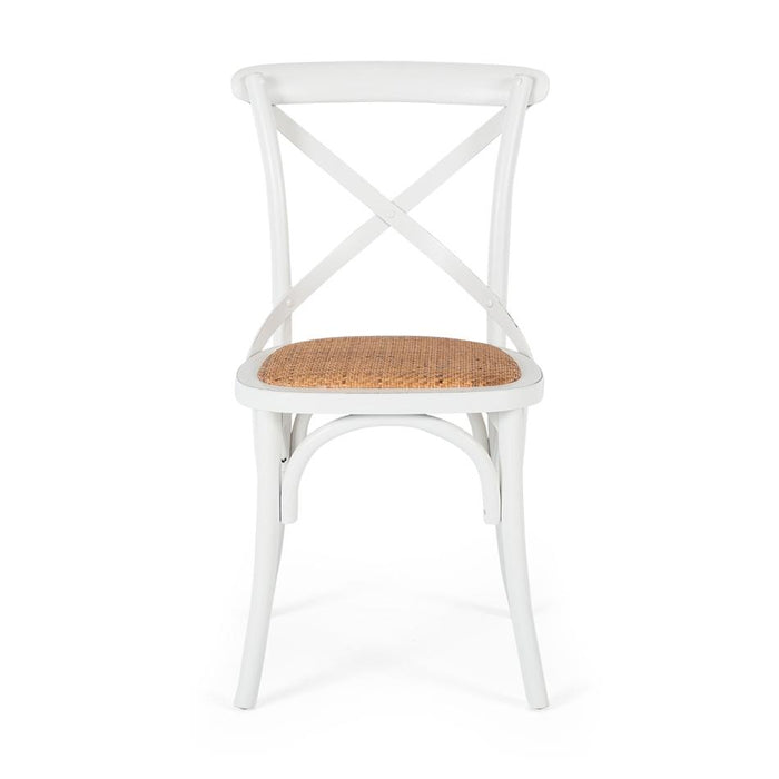 Furniture By Design Villa X-Back Chair Aged White Rattan Seat HZCCVXW