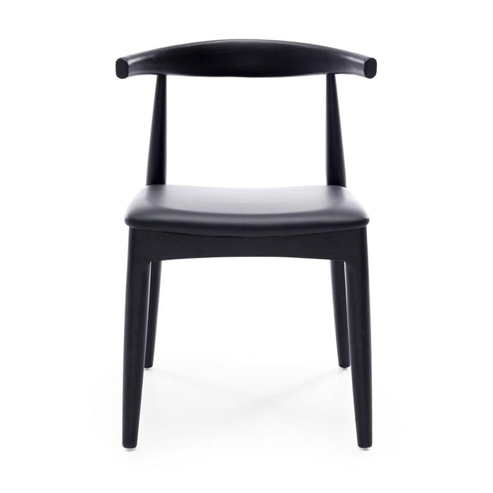 Elbow Oak Dining Chair with Black Seat