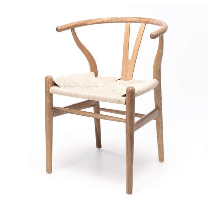 Wishbone Natural Oak Dining Chair with Natural Rope Seat 1