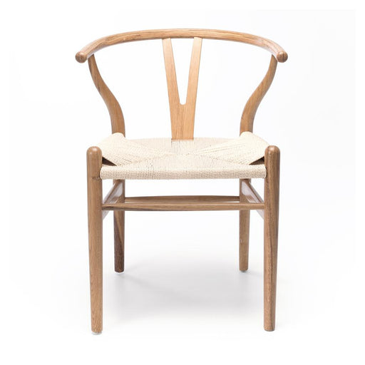 Wishbone Natural Oak Dining Chair with Natural Rope Seat 2