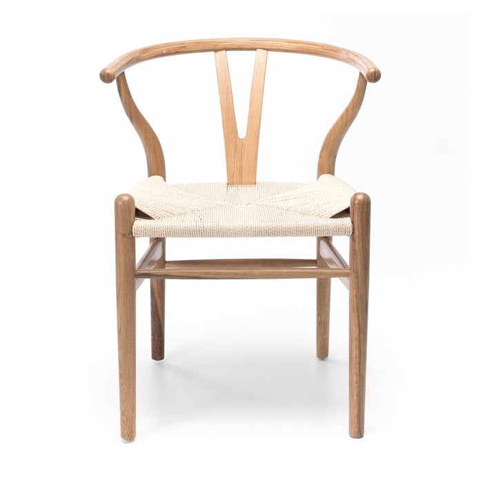 Wishbone Natural Oak Dining Chair with Natural Rope Seat 2