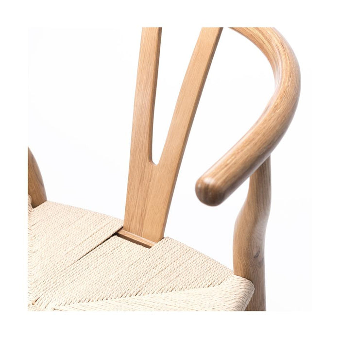 Wishbone Natural Oak Dining Chair with Natural Rope Seat 5