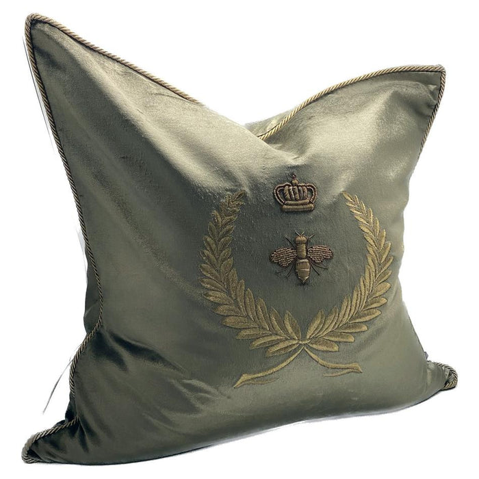 Sanctuary Cushion Cover - Hand Embroided - Dark Green/Gold IH6003
