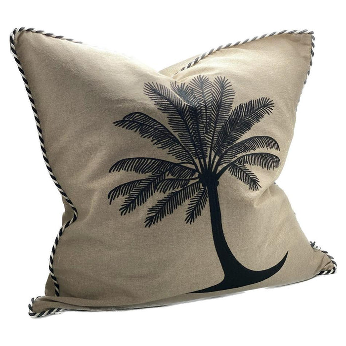 Sanctuary Cushion Cover - Hand Embroided - Natural/Black IH6028