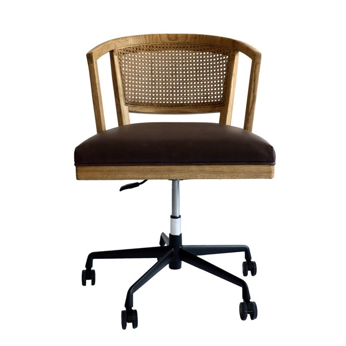 Rembrandt Heritage Adjustable Office Chair - Antique Oak/Pu Cigar Seat/Rattan Back JP1055