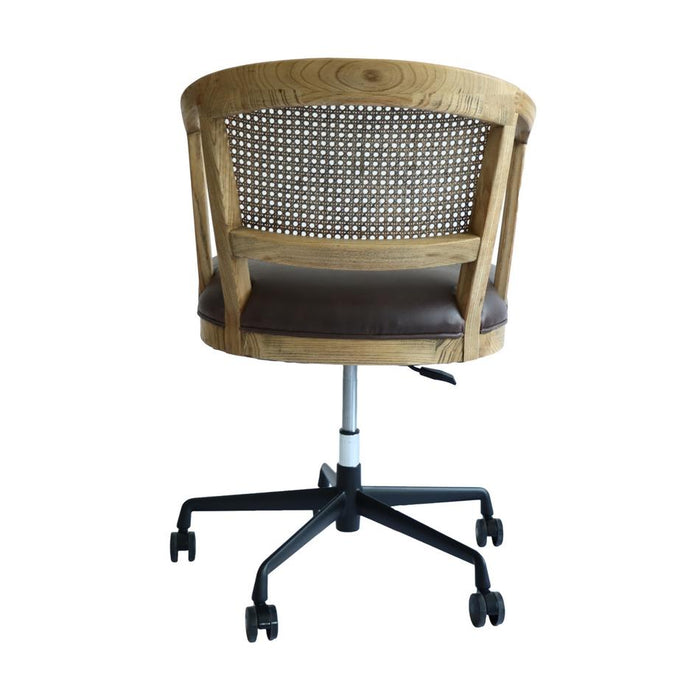 Rembrandt Heritage Adjustable Office Chair - Antique Oak/Pu Cigar Seat/Rattan Back JP1055