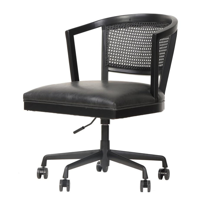 Rembrandt Heritage Adjustable Office Chair - Black Oak/Pu Ebony Seat/Rattan Back JP1056
