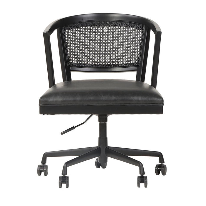 Rembrandt Heritage Adjustable Office Chair - Black Oak/Pu Ebony Seat/Rattan Back JP1056