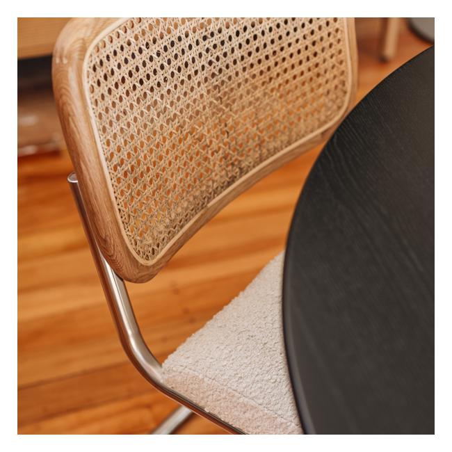 Breuer Natural Oak Boucle Dining Chair-9