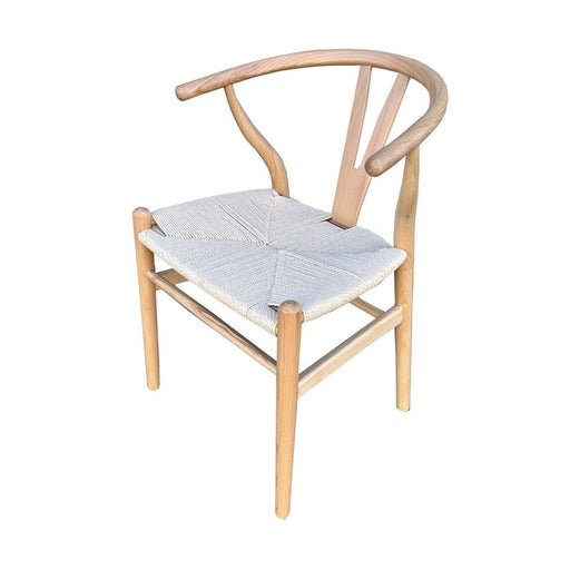 Natural wood and Rattan Wishbone Chair
