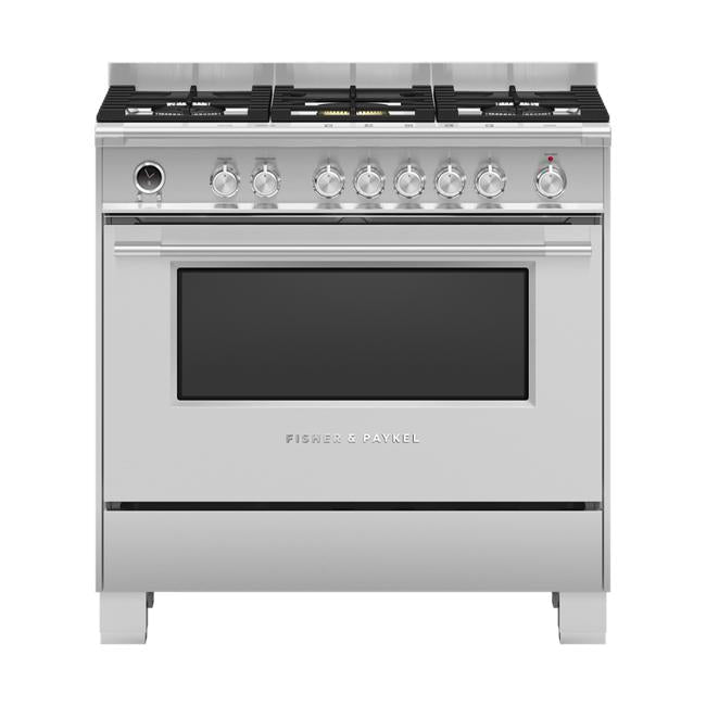 Fisher & Paykel Freestanding Cooker, Dual Fuel, 90cm, 5 Burners, Self-cleaning OR90SCG6X1