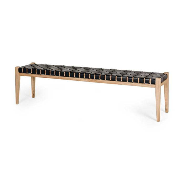 Furniture By Design Indo Woven Bench 150 Black PLINBENWB