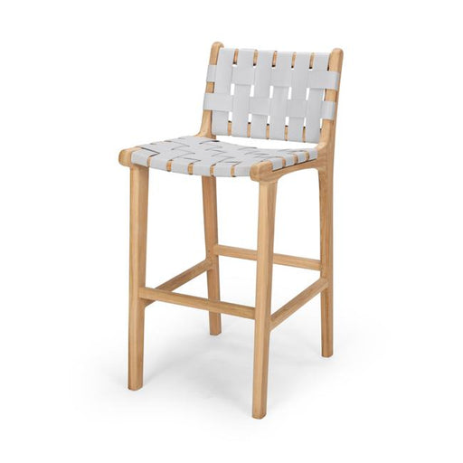 Indo Woven Highback Barstool Duck Egg 1