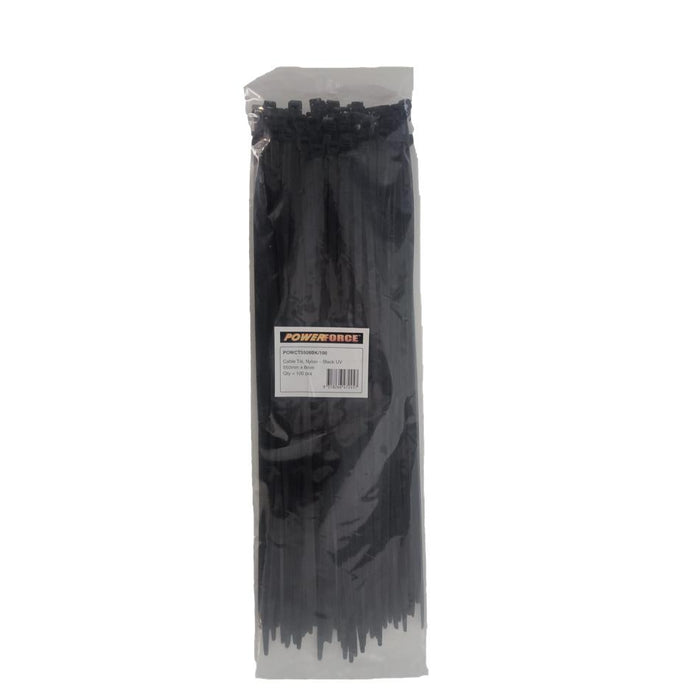 Powerforce Cable Tie Black Uv 550Mm X 8Mm Weather Resistant Nylon.
