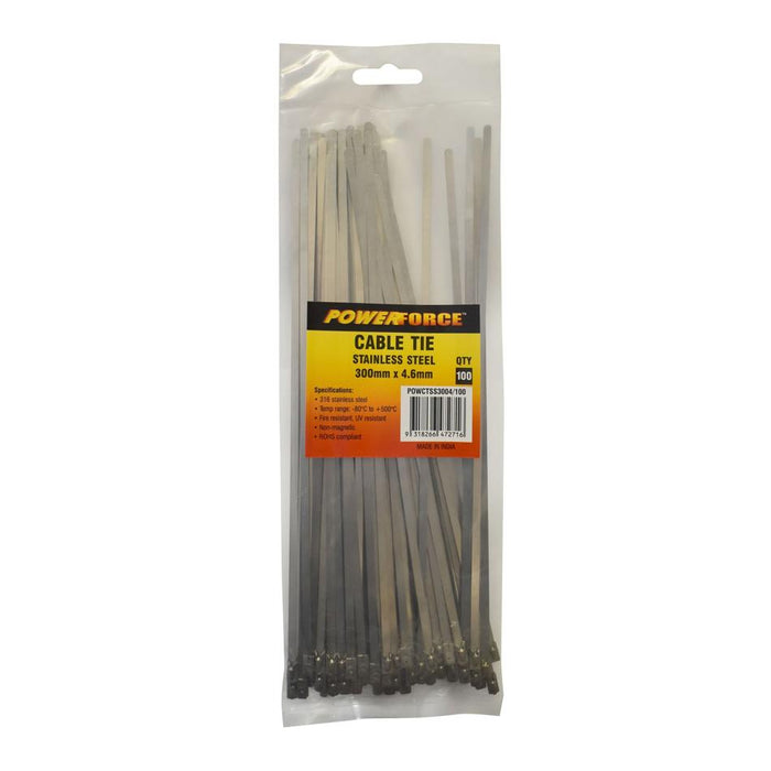 Powerforce Cable Tie 316Ss 300Mm X 4.6Mm 100Pk
