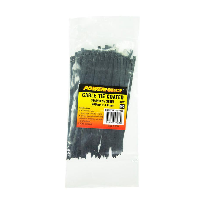 Powerforce Cable Tie 316Ss Coated 200Mm X 4.6Mm 100Pk