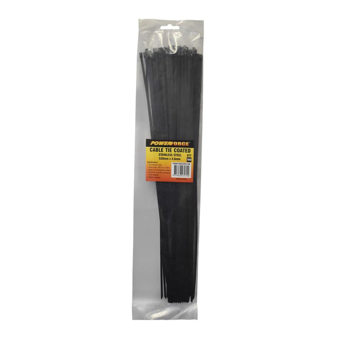 Powerforce Cable Tie 316Ss Coated 520Mm X 4.6Mm 100Pk