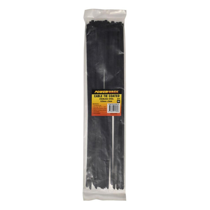 Powerforce Cable Tie 316Ss Coated 520Mm X 8Mm 50Pk