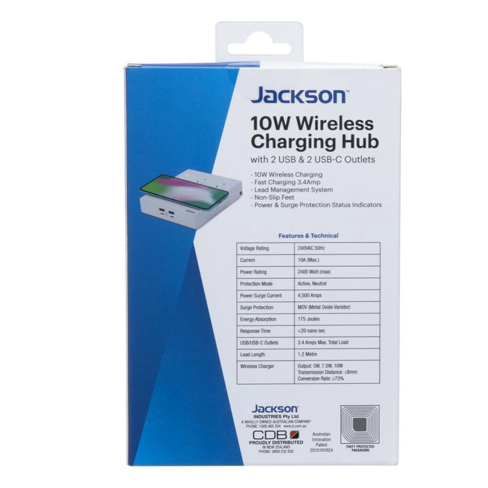 Jackson 10W Wireless Device Charging Hub With 2X Usb-A