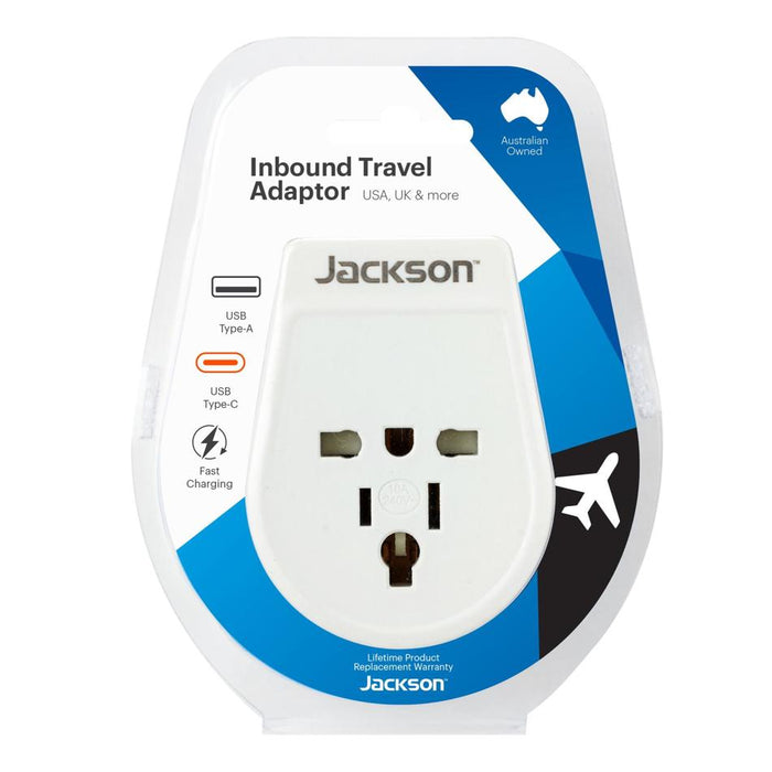 Jackson Slim Outbound Travel Adaptor 1X Usb-A And 1X Usb-C