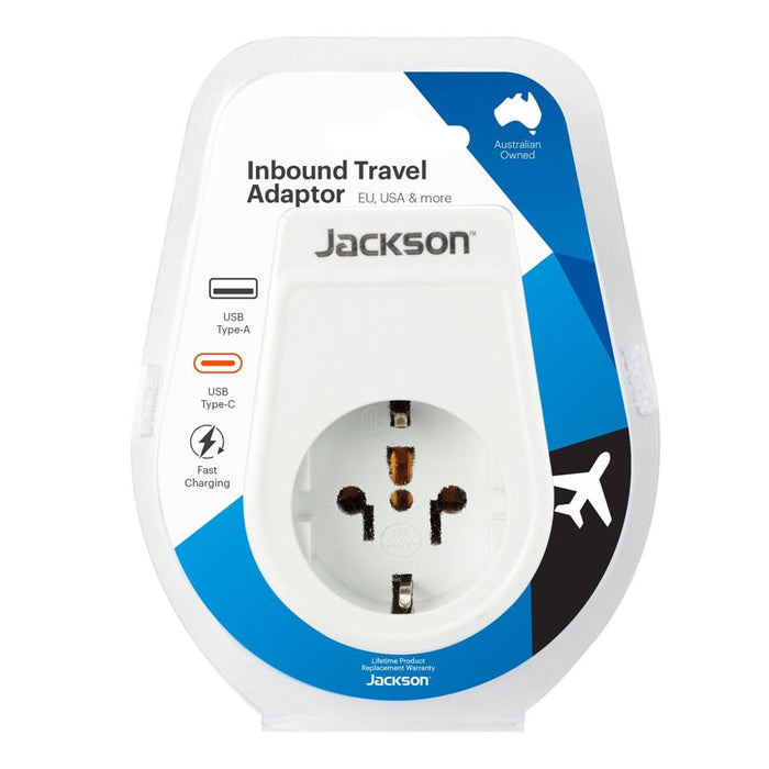 Jackson Slim Outbound Travel Adaptor 1X Usb-A And 1X Usb-C