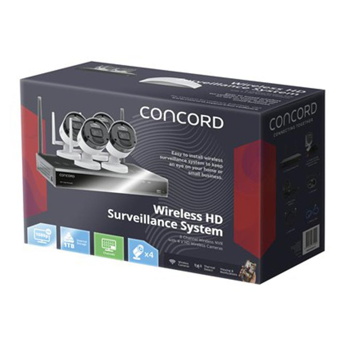 Concord 8 Channel Wireless Nvr Kit With 4 X 1080P Cameras QV5504