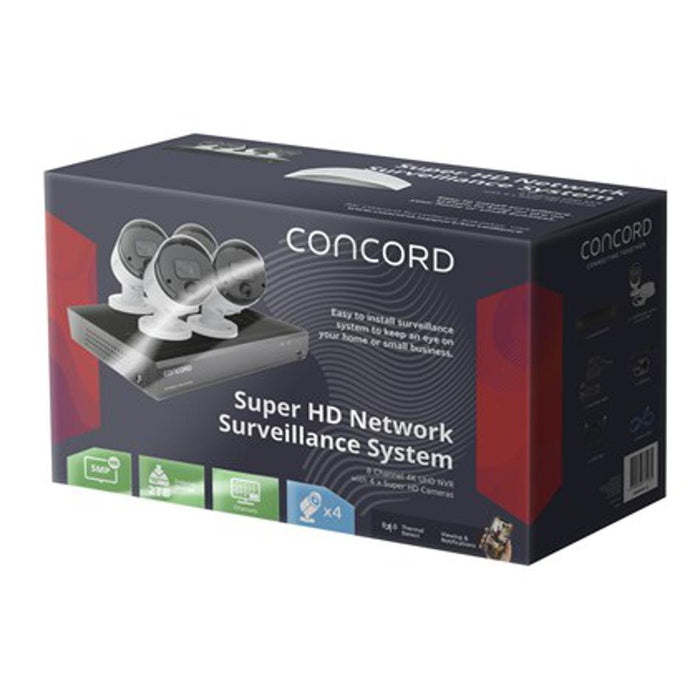 Concord 8 Channel 4K Nvr Kit With 4 X 5Mp Cameras QV5606