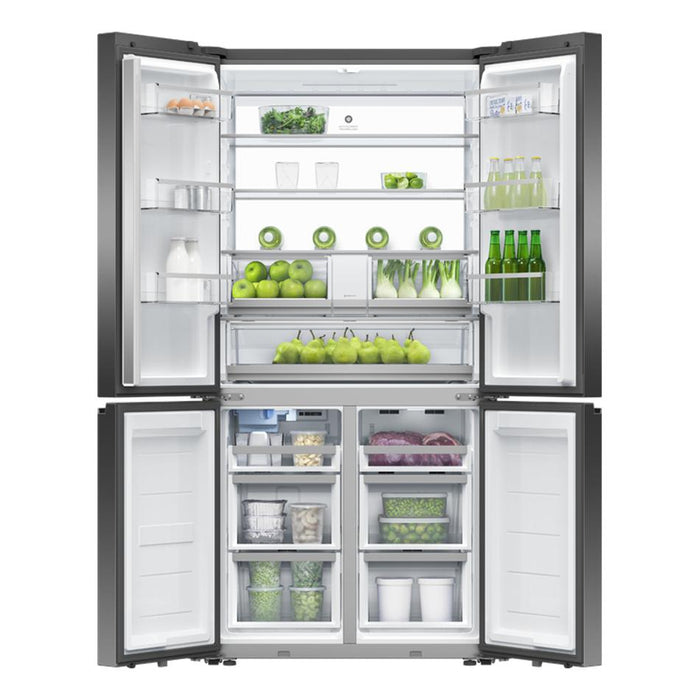 Fisher & Paykel Freestanding Quad Door Refrigerator Freezer, 90.5cm, 690L, Ice & Water RF730QNUVB1