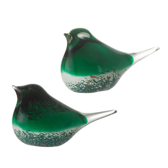 Rembrandt Green Glass Birds S/2 SE2334