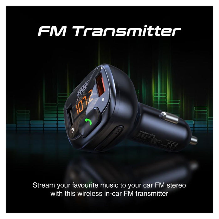 Promate Wirless In-Car Fm Transmitter With Handsfree & Qc3.0.