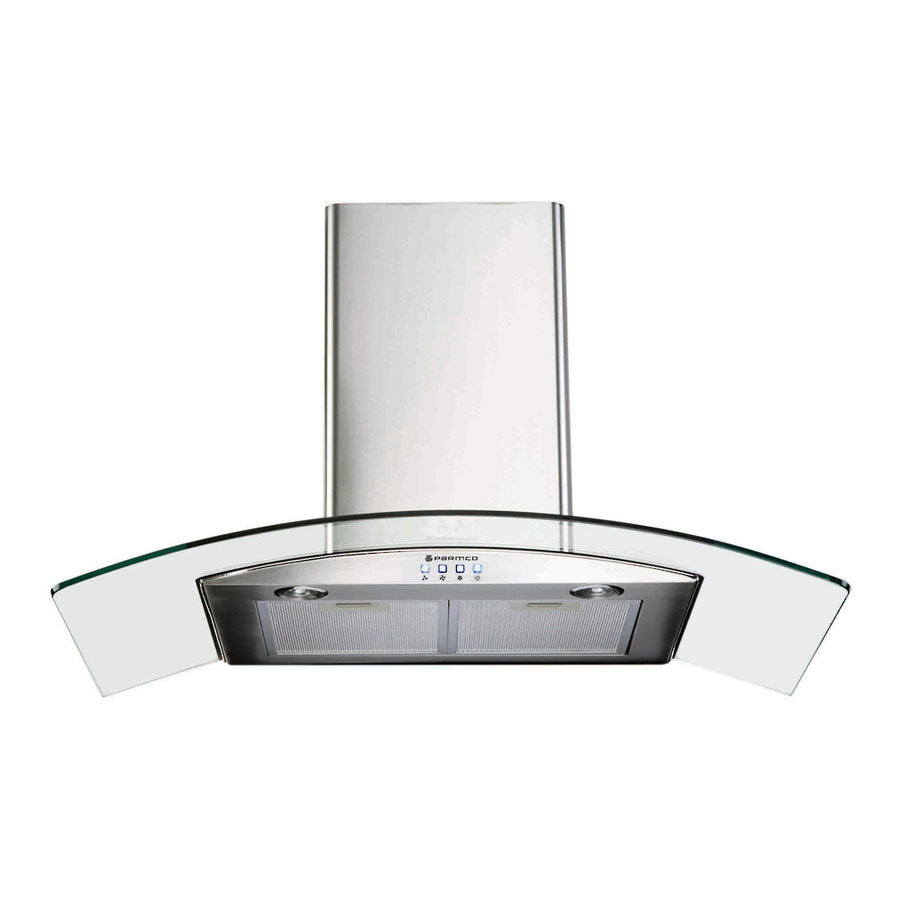 Parmco 90cm Curved Glass Canopy Rangehood T4-11GLA-9L | Folders NZ