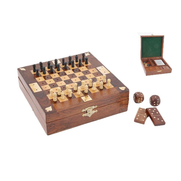 Rembrandt Wooden Game Set - Cards, Dice, Dominoes, Chess TK1266