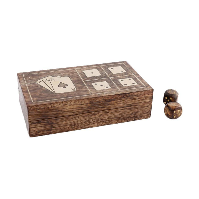 Rembrandt Wooden/Brass Card And Dice Set TK1268