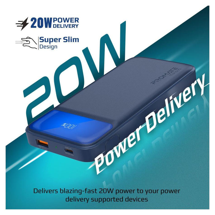Promate 10000Mah Super-Slim Power Bank With Smart Led Display.