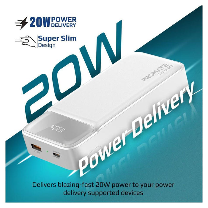 Promate 20000Mah Super-Slim Power Bank With Smart Led Display.