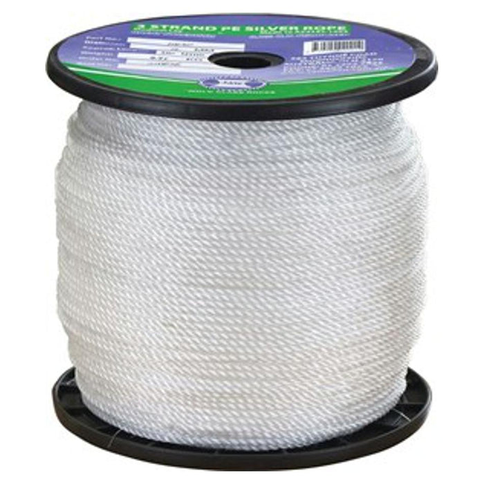Standard Quality Polyethylene Staple (Silver Ropes) - 14Mm Three Strand - Sold Per Metre TRA025