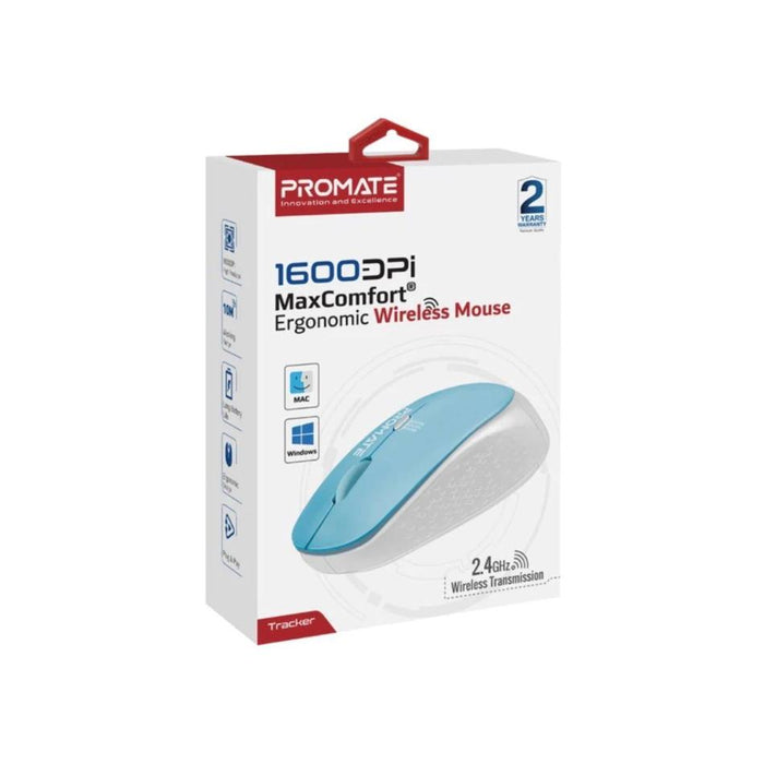 Promate Ergonomic Wireless Mouse 800/1200/1600 Dpi TRACKER.BL