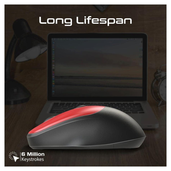 Promate Ezgrip Ambidextrous Ergonomic Wireless Mouse. UNIGLIDE.RED