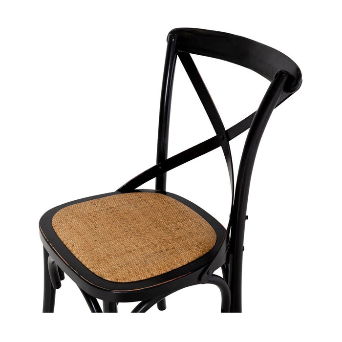 Villa Aged Black X-Back Chair with Rattan Seat 3