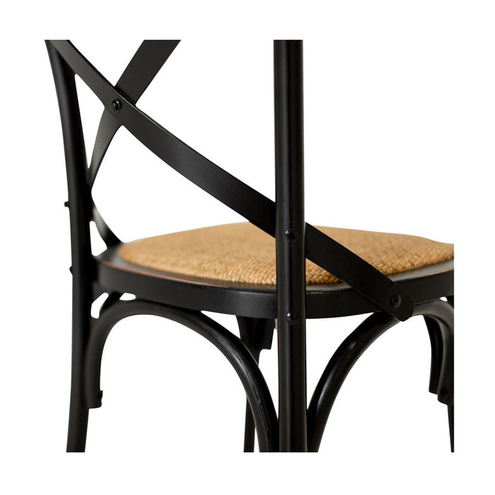Villa Aged Black X-Back Chair with Rattan Seat 4
