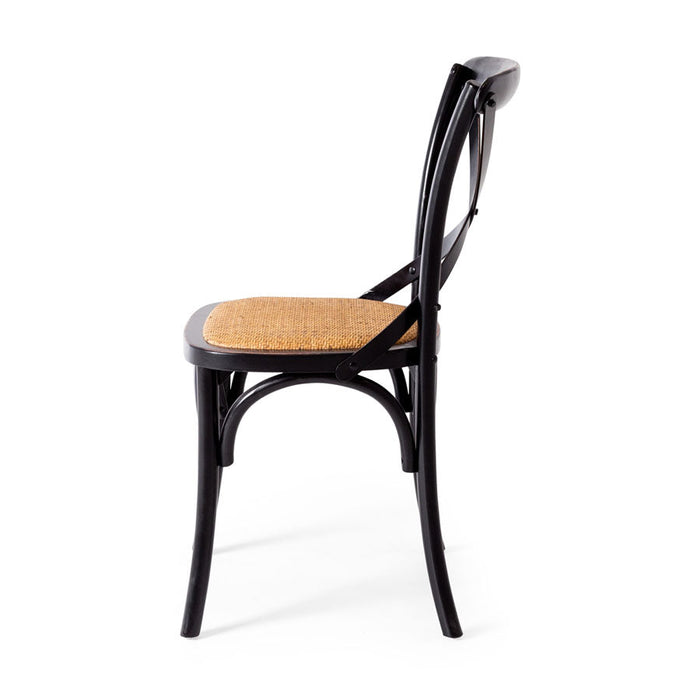 Villa Aged Black X-Back Chair with Rattan Seat 6