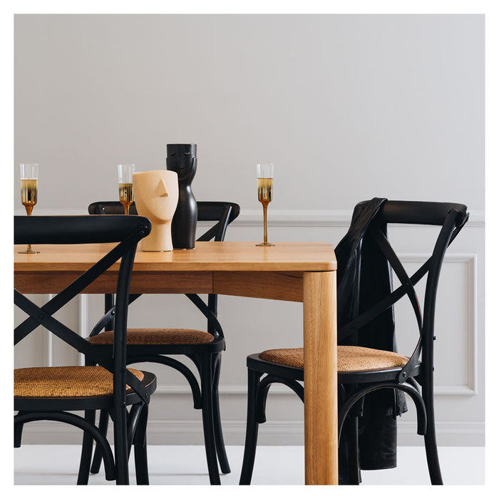 Villa Aged Black X-Back Chair with Rattan Seat 7